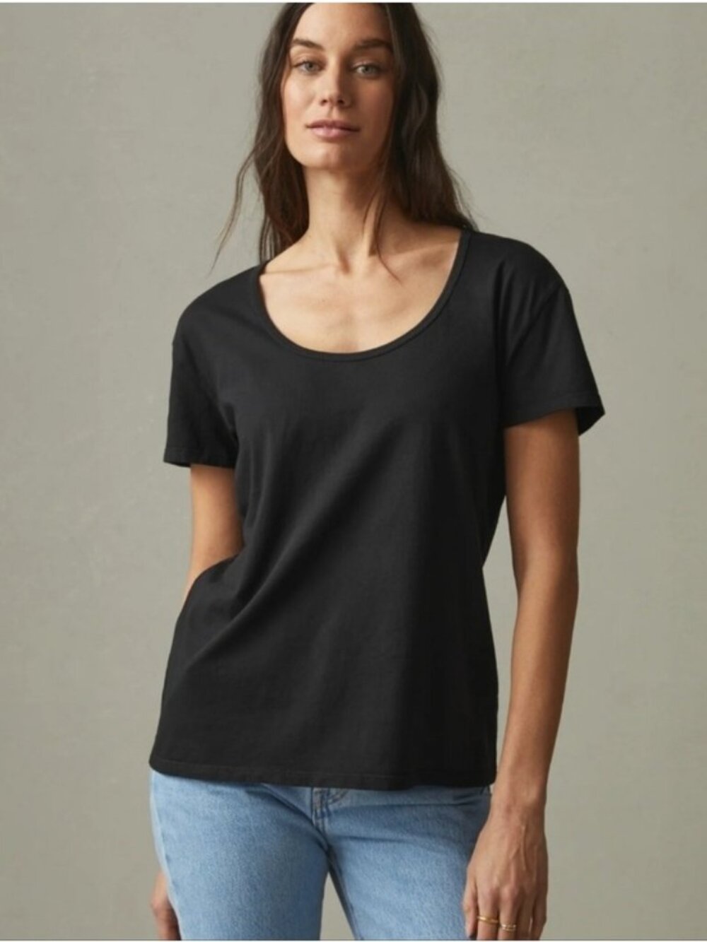American Giant Black Classic Cotton Scoop Neck Short Sleeve Tee Small New USA